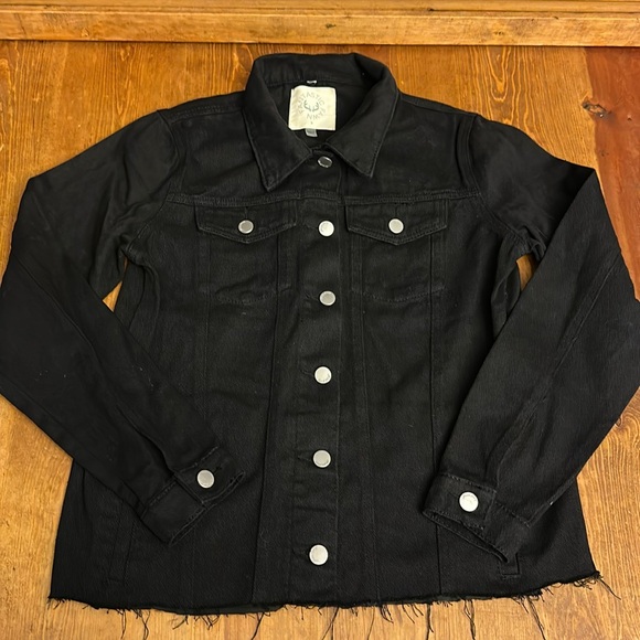 Fantastic Fawn Jackets & Blazers - Fantastic Fawn Denim Jacket Pink Smiley Face Fringe Women’s Size Small